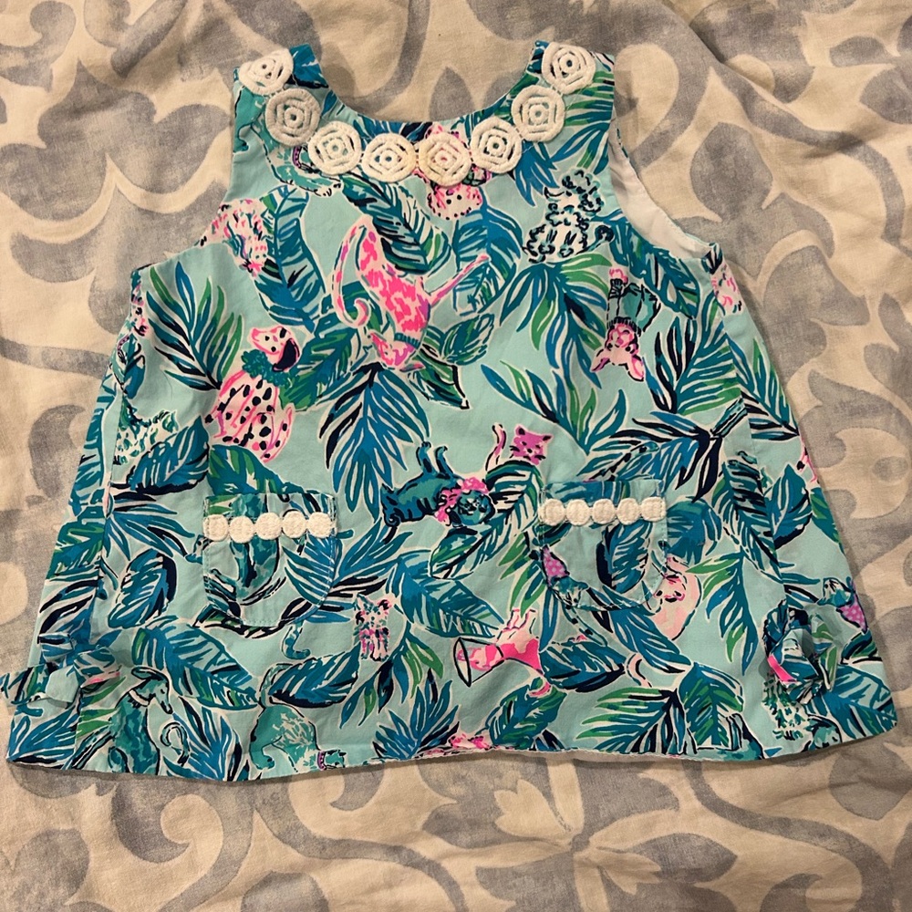 Lilly Pulitzer Barking Up The Wrong Tree Toddler Shift Dress Dogs Pattern 6-12mo
